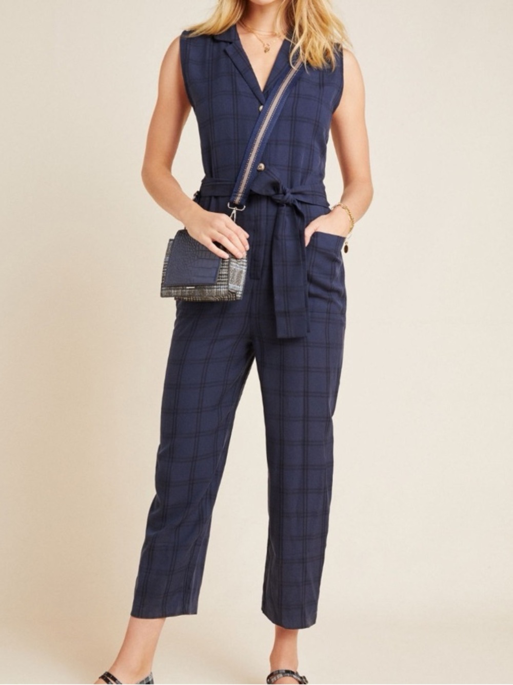 Anthropologie Brielle Plaid Jumpsuit